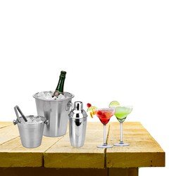 Alpina Complete bar set met 4x Margarita cocktailglazen en cocktailshaker - Cocktailglazen