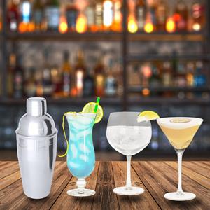 EXCELLENT HOUSEWARE Cocktailglazen set - 12st - incl. cocktailshaker - zilver - 550 ml - Cocktailglazen