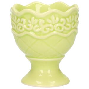 Excellent Houseware Eierdop - 1x - porselein - pastel groen - 5,5 x 6,5 cm -