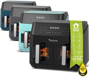 TurboTronic by Z-Line Heißluftfritteuse XXL Heissluftfritteuse, 2x 4,5 Liter, 3200 W, DAF6W - digitale Heißluftfritteuse, 10 Programme, Airfryer, Fritteuse
