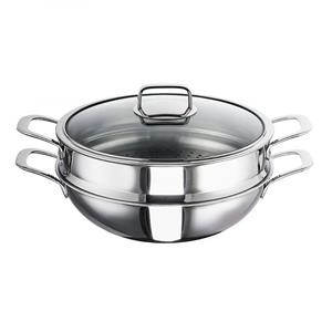 Schulte-Ufer Bratpfanne »SCHULTE UFER Wok-Set Skagen 32 cm«, Aluminium, Edelstahl (Pfannen)