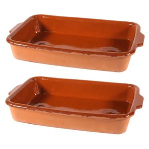 Set van 2x stuks terracotta ovenschaal/serveerschalen Pamplona 4 liter -