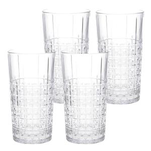 Bormioli 4x Stuks longdrink glazen met relief 490 ml - glazen - longdrinkglazen - Longdrinkglazen