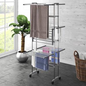 VidaXL Droogrek 3-laags Met Wieltjes 60x70x166 Cm Zilverkleurig