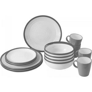 BRUNNER Geschirr-Set »Melamin Ess Geschirr Set Lunch«, Melamin-/Mineralgemisch, Box 16-teilig Camping Reise Teller Becher