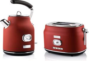 Westinghouse Toaster Retro Früstücksset, 2 kurze Schlitze, für 2 Scheiben, 815 W, Wasserkocher 1,7 L Volumen 2200 W 360° Sockel