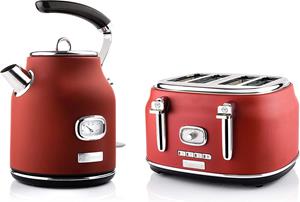 Westinghouse Toaster Retro Früstücksset, 2 kurze Schlitze, für 2 Scheiben, 815 W, Wasserkocher 1,7 L Volumen & Stabmixer, 2 Klingen
