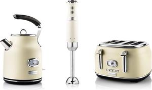 Westinghouse Toaster Retro Früstücksset, 4 kurze Schlitze, für 4 Scheiben, 1750 W, Wasserkocher 1,7 L Volumen & Stabmixer, 2 Klingen