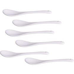 Porseleinen Lepels - 6 Stuks - Voor Dessert / Koffie / Thee / Eieren - 12,5cm