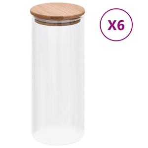 VidaXL Opbergpotten met bamboe deksel 6 st 1000 ml glas