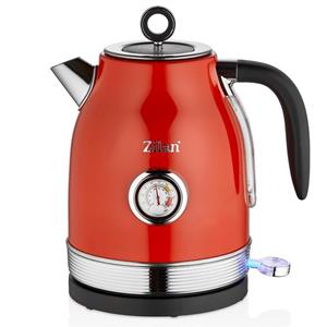 Zilan Wasserkocher ZLN-7033, 1,7 l, 2000 W, Retro-Wasserkocher, mit Kontrollleuchte, analoger Themperaturanzeige, Edelstahl-Innenraum, BPA-frei, 360° drehbarem Kontaktsockel, 1,7 Liter Fassungsver