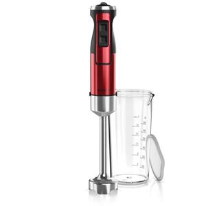 Arendo Stabmixer, 1000 W, Edelstahl Pürierstab in rot, Handmixer mit Becher, stufenlose Regelung