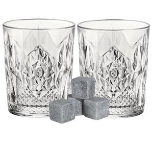 Bormioli Rocco Luxe Whiskyglazen Set 6x Stuks 390 Ml Met 6x Whisky Ijsblokstenen - Whiskeyglazen