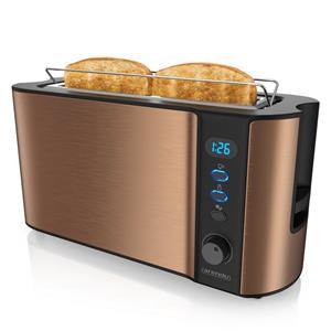 Arendo Toaster, 1 langer Schlitz, f&uuml;r 2 Scheiben, 1000 W, Langschlitz, Br&ouml;tchenaufsatz, W&auml;rmeisolierendes Geh&auml;use, Display