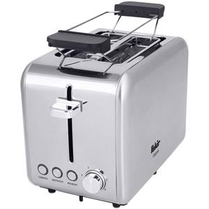 Fakir Toaster Calypso, 2 kurze Schlitze, für 2 Scheiben, 850 W, Edelstahl, Einstellbarer Bräunungsgrad, Aufwärm- & Auftaufunktion, Brötchenaufsatz, Krümelschublade