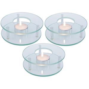 Theepot rechaud/warmhoudplaat - 3x - glas - theelichtje - D12 x H4 cm -