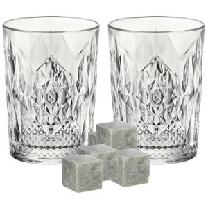 Bormioli Rocco Luxe Whiskyglazen Set 6x Stuks 390 Ml Met 9x Whisky Ijsblokstenen - Whiskeyglazen