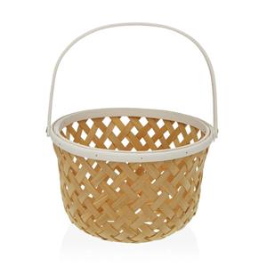 Obstschale Versa Weiß Tannenholz Bambus (28,5 X 35 X 28,5 Cm)