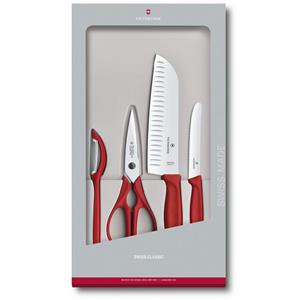 Victorinox Messer-Set »Swiss Classic Küchengarnitur, 4-teilig, rot«