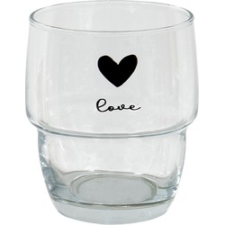 Clayre & Eef Waterglas 100 Ml Glas Hart Love Drinkbeker Drinkglas Transparant Drinkbeker Drinkglas