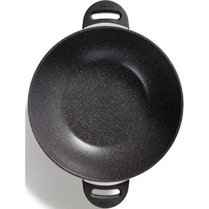 STONELINE Wok, Aluminium (Set, 2-tlg., 1 Wok, 1 Deckel), mit echten Steinpartikeln, induktionsgeeignet, Designed in Germany