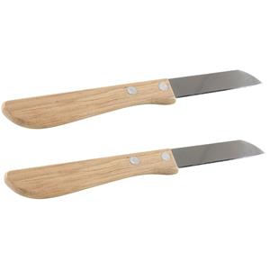 Svenska Living Keukenmesjes/aardappelschilmesjes - 2x stuks - hout/rvs - bruin - 17 cm -