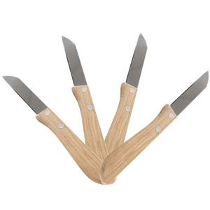 Svenska Living Keukenmesjes/aardappelschilmesjes - 4x stuks - hout/rvs - bruin - 17 cm -