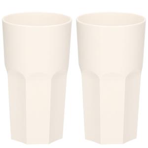 2x Stuks Onbreekbaar Retro Glas Wit Kunststof 33 Cl/330 Ml ongdrinkglazen