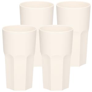 4x Stuks Onbreekbaar Retro Glas Wit Kunststof 33 Cl/330 Ml ongdrinkglazen