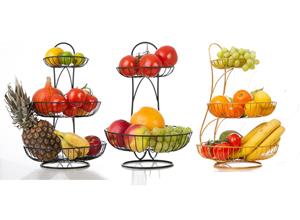 YNONA Fruitschaal - 2 Laags - Zwart - Fruitmand - Fruitmand Metaal - Etagère - Decoratie Schaal