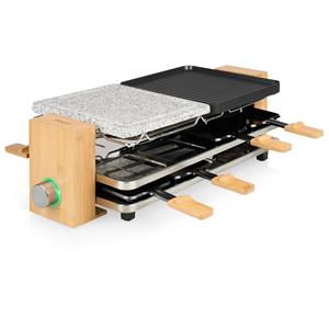 Princess Pure 8 Raclette Antihaftbeschichtung, 8Pfännchen Schwarz, Stein, Bambus