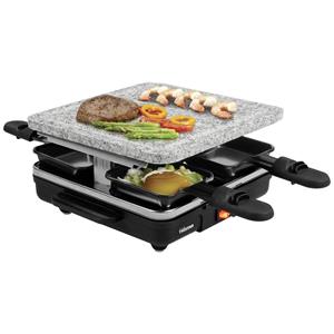 Tristar RA-2745 Raclette Antihaftbeschichtung, Kontrollleuchte, 4Pfännchen, mit Grillstein Schwarz,