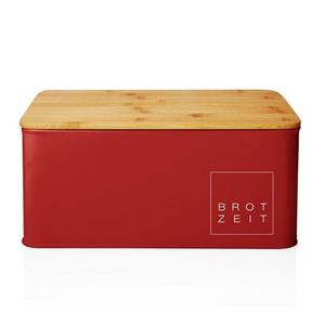 Lumaland Brotkasten »Cuisine«, Edelstahl, (1-tlg), Brotdose Brotbox Metall Bambus Deckel rechteckig 30x23x14 cm