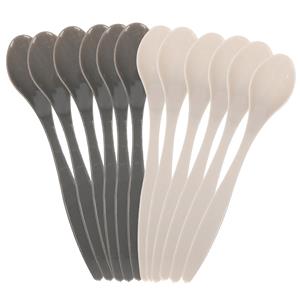 12x Eierlepels Zwart/grijs Kunststof 14 Cm - Theelepels