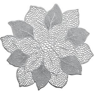 Zeller 1x Placemats Bloemen Vorm - Kunststof - 49 X 47 Cm - Zilver - Placemats