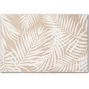 Zeller 1x Placemats Palm Bladeren Print innen - 45 X 30 Cm - Beige/wit - Placemats