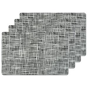 Zeller Placemats Gestreept - 4x - Kunststof - 44 X 29 Cm - Zwart - Abstract - Placemats