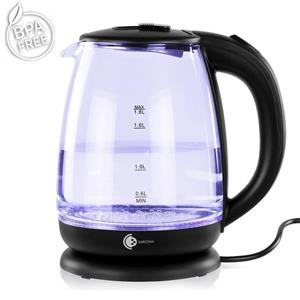 Sarcona Wasserkocher Wasserkocher Schwarz Glas 1,8l 1800W WK10888, 1800,00 W, Glas, 1,8 Liter Fassungsvermögen