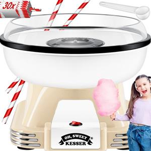 Zuckerwattemaschine, Set für dein zuhause - Mit 30x Zuckerwatte Stäbchen & Messlöffel - Retro Cotton Candy Maschine - Zuckerwatte Maschine Mit Zubehör - Höhe 22 cm - 50