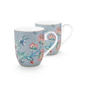 PiP Studio Geschirr-Set Henkelbecher-Set Flower Festival Hellblau (Klein) (2-teilig)