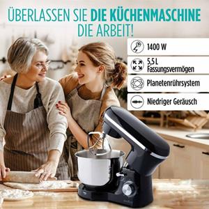 Rosmarino Keukenmixer- Keukenmachine 1400 W Zwart Keuken mixer