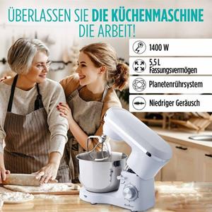 Rosmarino Keukenmixer- Keukenmachine - 1400 Watt - Wit