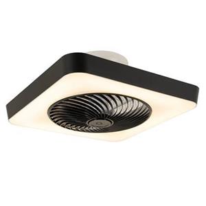 QAZQA Smarter Deckenventilator quadratisch schwarz inkl. LED dimmbar - Climo