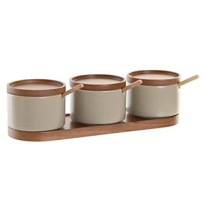 DKD Home Decor Suikerpot  Rubberwood 7 Onderdelen (29 x 10 x 7 cm)