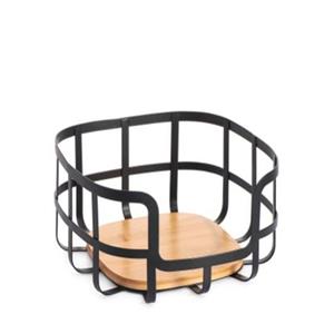 Obstschale Dkd Home Decor Natürlich Schwarz Stahl Bambus (24 X 24 X 12,7 Cm)