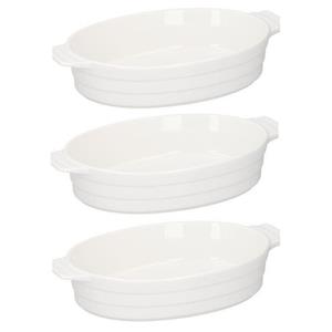 3x Ovale ovenschalen wit 31 cm -