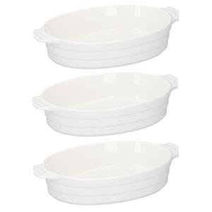 3x Ovale ovenschalen wit 31 cm -