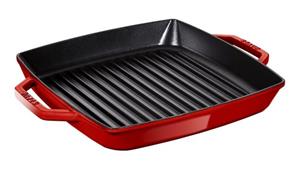 Staub Grillpfanne  Grill Pans Grillpfanne, 28 cm quadratisch Gusseisen Kirsch-Rot, (1-tlg)