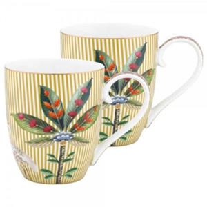 PiP Studio Geschirr-Set Henkelbecher Set La Majorelle Porzellan Gelb (XL) (2-teilig)
