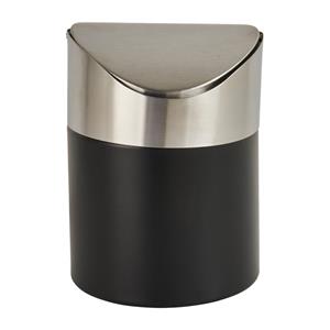 Xenos Tafel afvalbakje - zwart/rvs - 11.5x17 cm